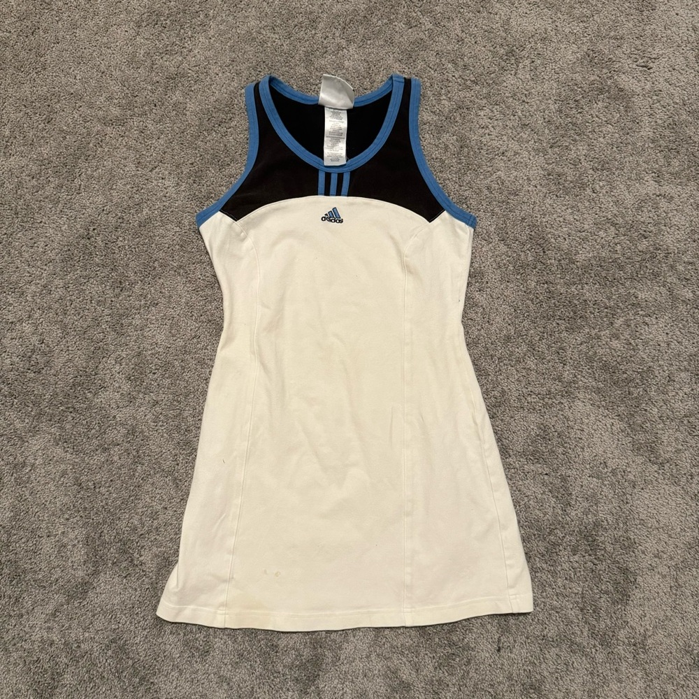adidas Women's Mini Dress - White and Black with Blue Accents